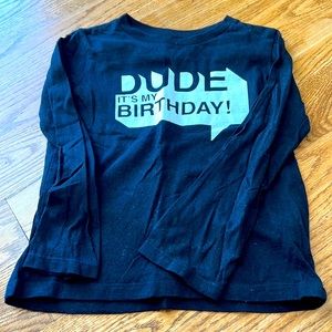 BOYS Dude It’s My Birthday Black Long Sleeve Tee